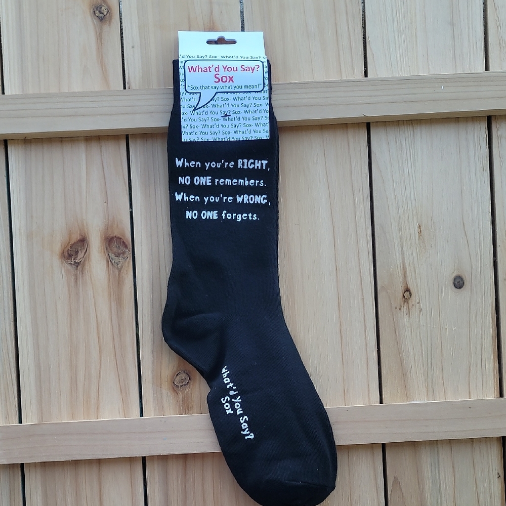 NWT Foozy's Unisex What'd You Say? Sox Black Fun Socks